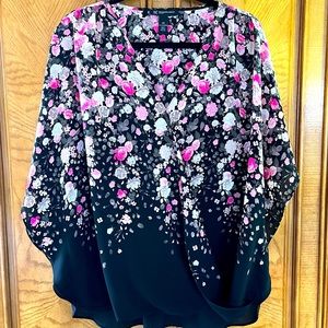Floral Faux Wrap Blouse